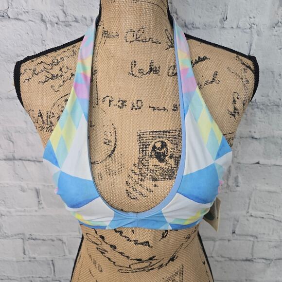 Mara Hoffman Halter bikini top Sz S tied back swimsuit reversable A8C - Picture 1 of 4